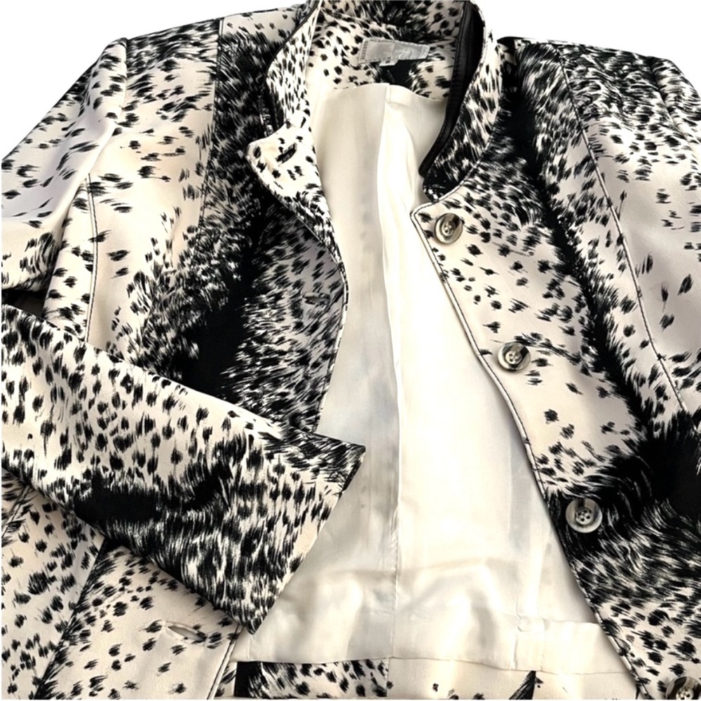 Alberto Makali Womens Animal Print MotoJacket Nehru Collar with leather trim - Picture 6 of 14